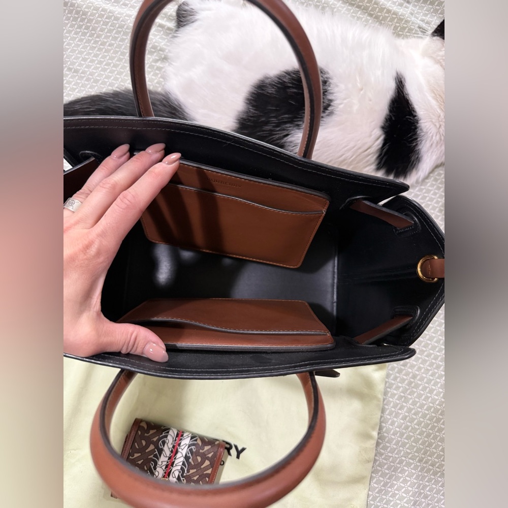 Burberry Brown and Black Monogram Tote with Red Accents - Picture 2 of 8